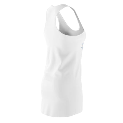 Women's Snowflake Trio Sparkle Design on White Cut & Sew Racerback Dress (AOP)