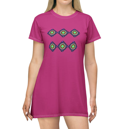 Galaxy T-Shirt Dress (AOP) pink