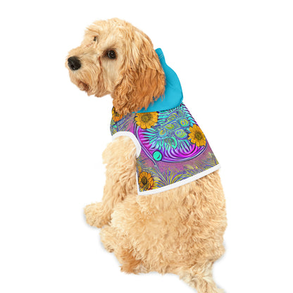 Flower Design Turquoise Hood Pet Hoodie