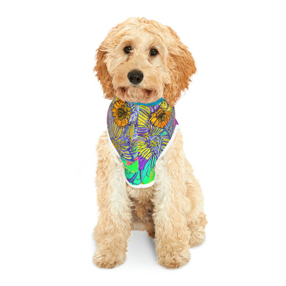 Flower Design Turquoise Hood Pet Hoodie