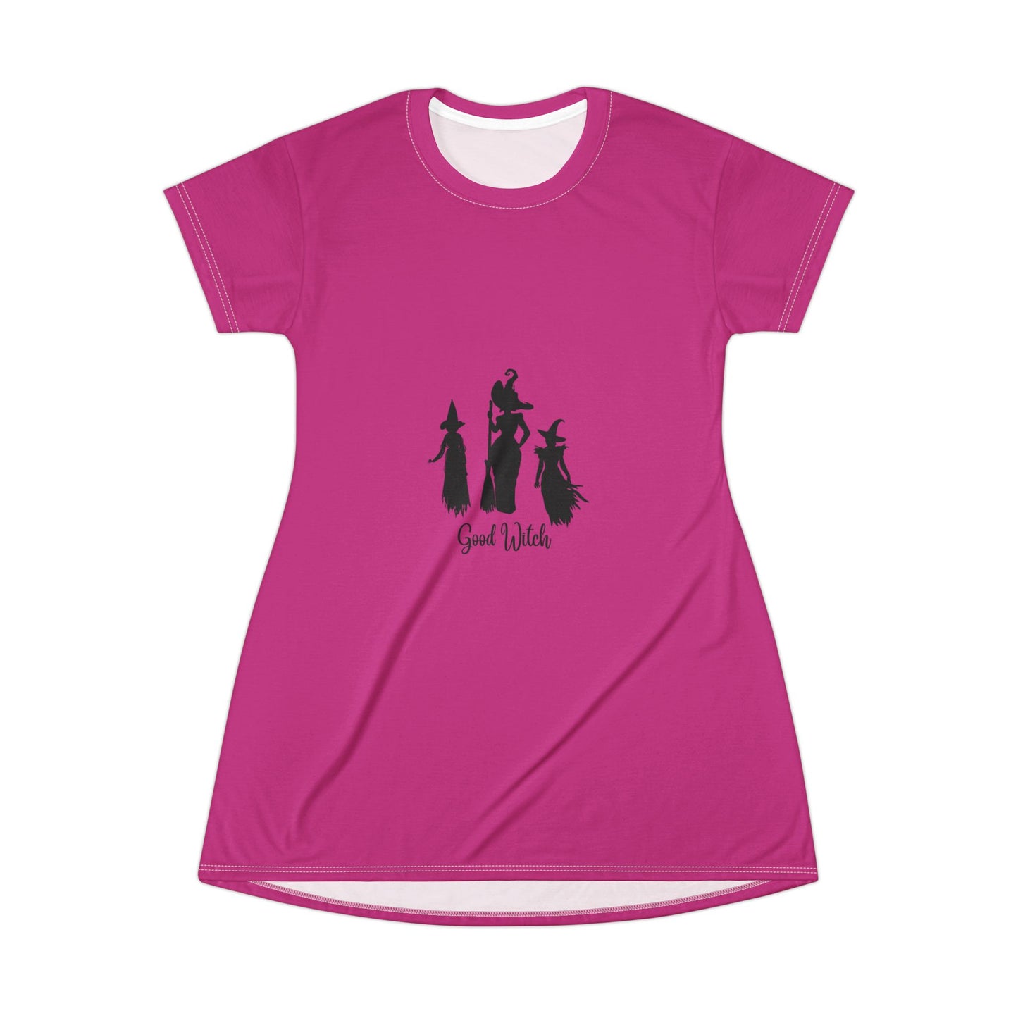 Good Witch T-Shirt Dress (AOP) dark pink