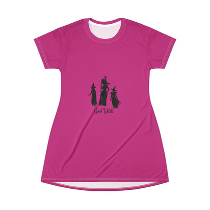 Good Witch T-Shirt Dress (AOP) dark pink