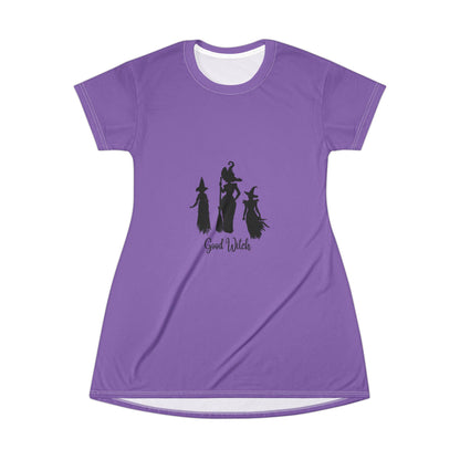 Good Witch T-Shirt Dress (AOP) purple