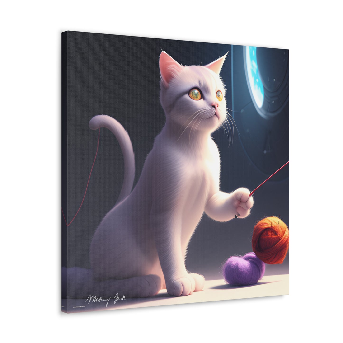 Playful Kitten and Wool Canvas Gallery Wraps