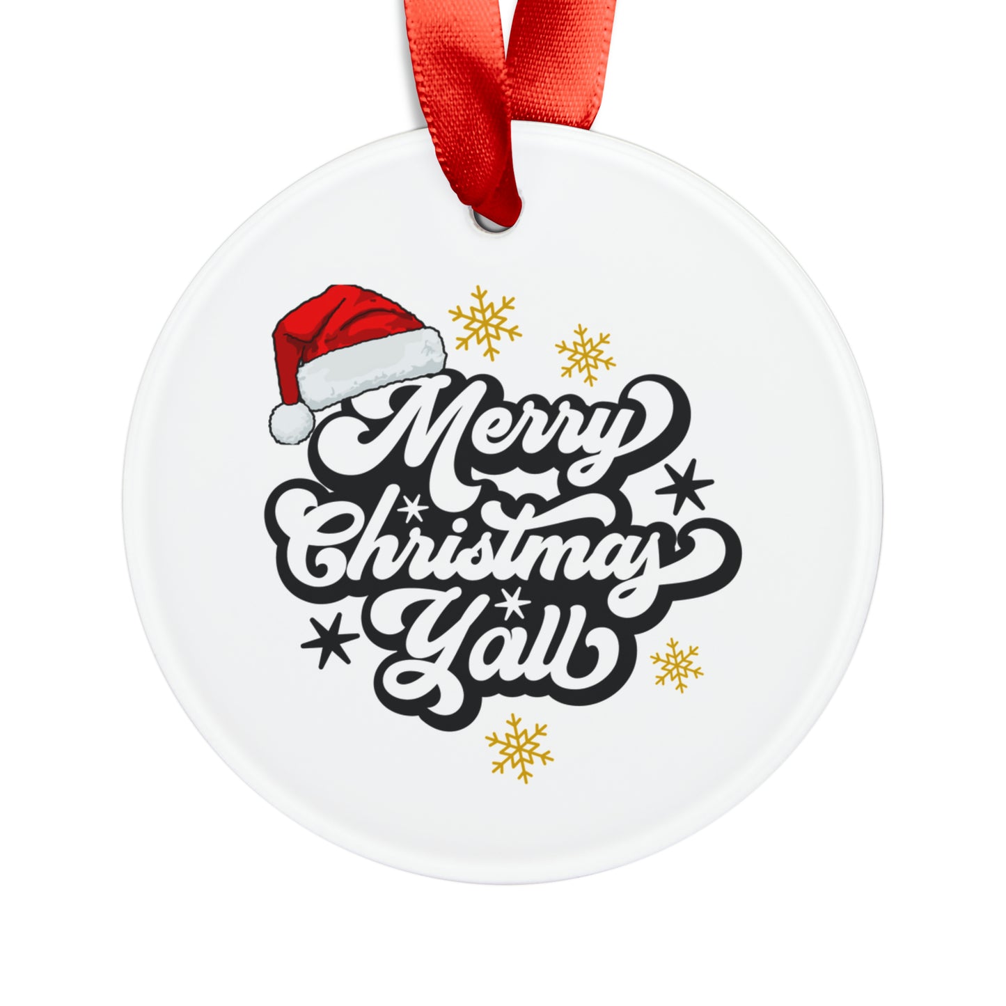 Merry Christmas Acrylic Ornament with Ribbon