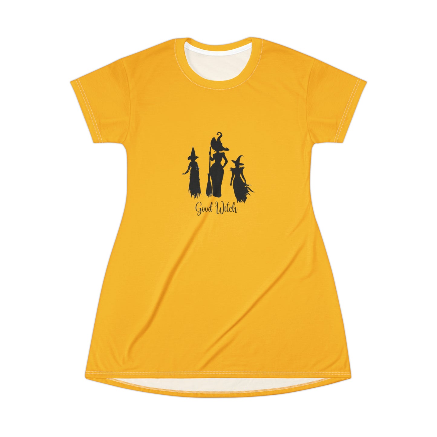 Good Witch T-Shirt Dress (AOP) yellow