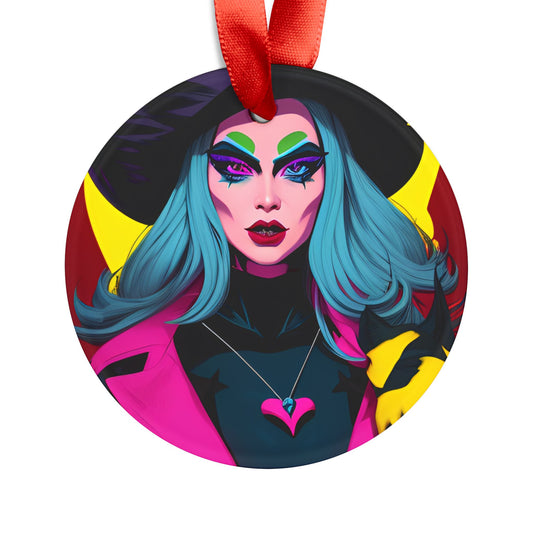 Halloween Witch Acrylic Ornament with Ribbon