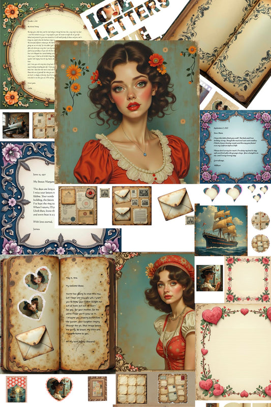 Love Letters War & Peace Junk Journal Template Pack 25 Pages