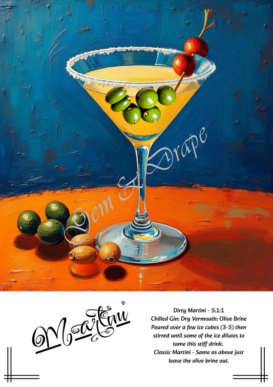 Martini Cocktail Art Print Digital Download